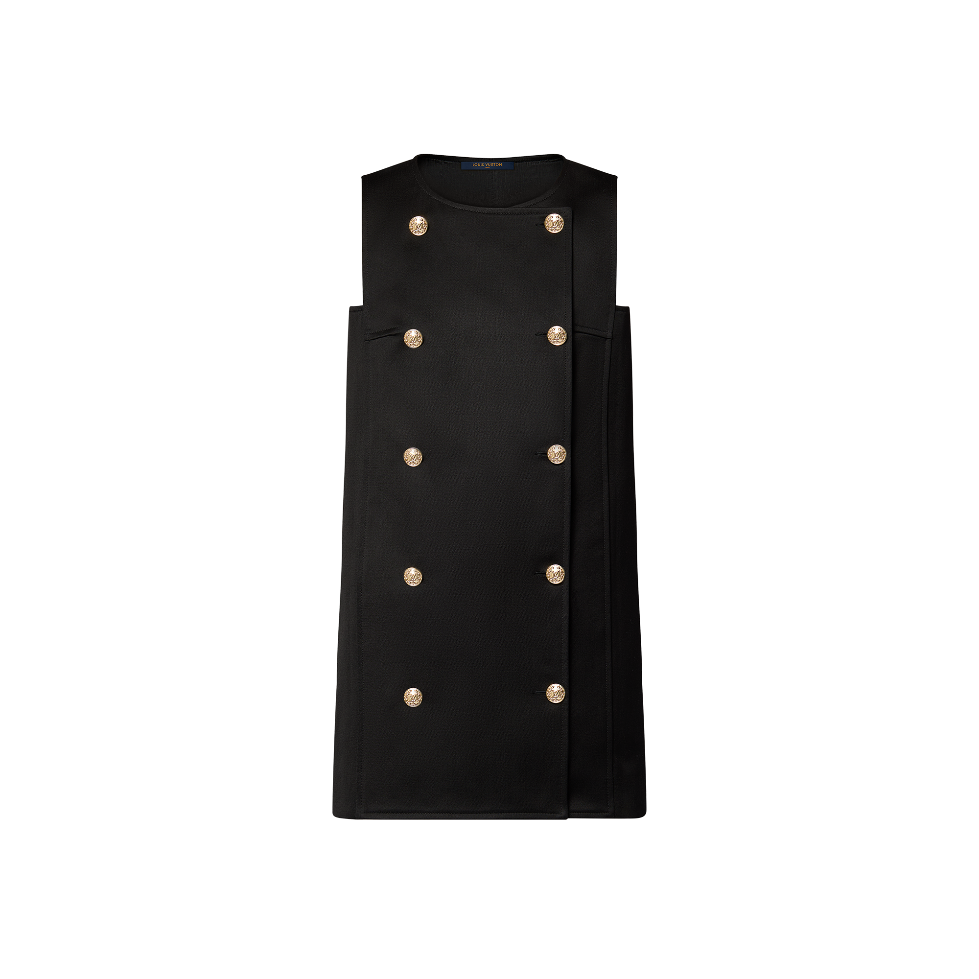 ヴィトン ワンピース ダブルブレステッドサテンドレス ボタン ノースリーブ